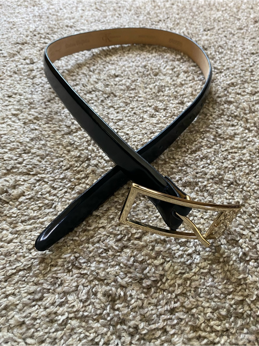 VTG Womens Calvin Klein Italian Calfskin Black Leather Belt Made In USA Sz S
